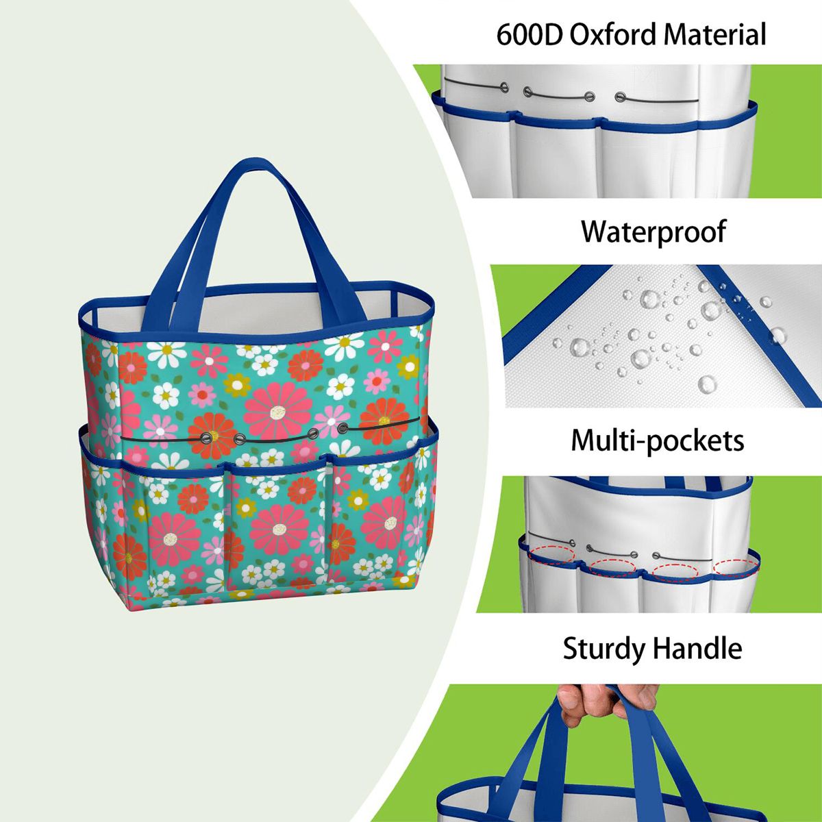 Kate McEnroe New York Retro Floral Garden Tool Tote Bag Gardening Organizer CaddyGarden Tool BagKiELgb7cwh