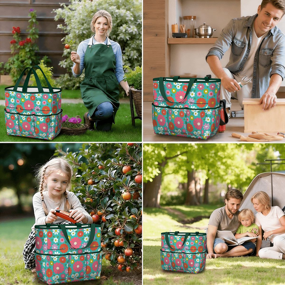 Kate McEnroe New York Retro Floral Garden Tool Tote Bag Gardening Organizer CaddyGarden Tool BagKiELgb7cwh