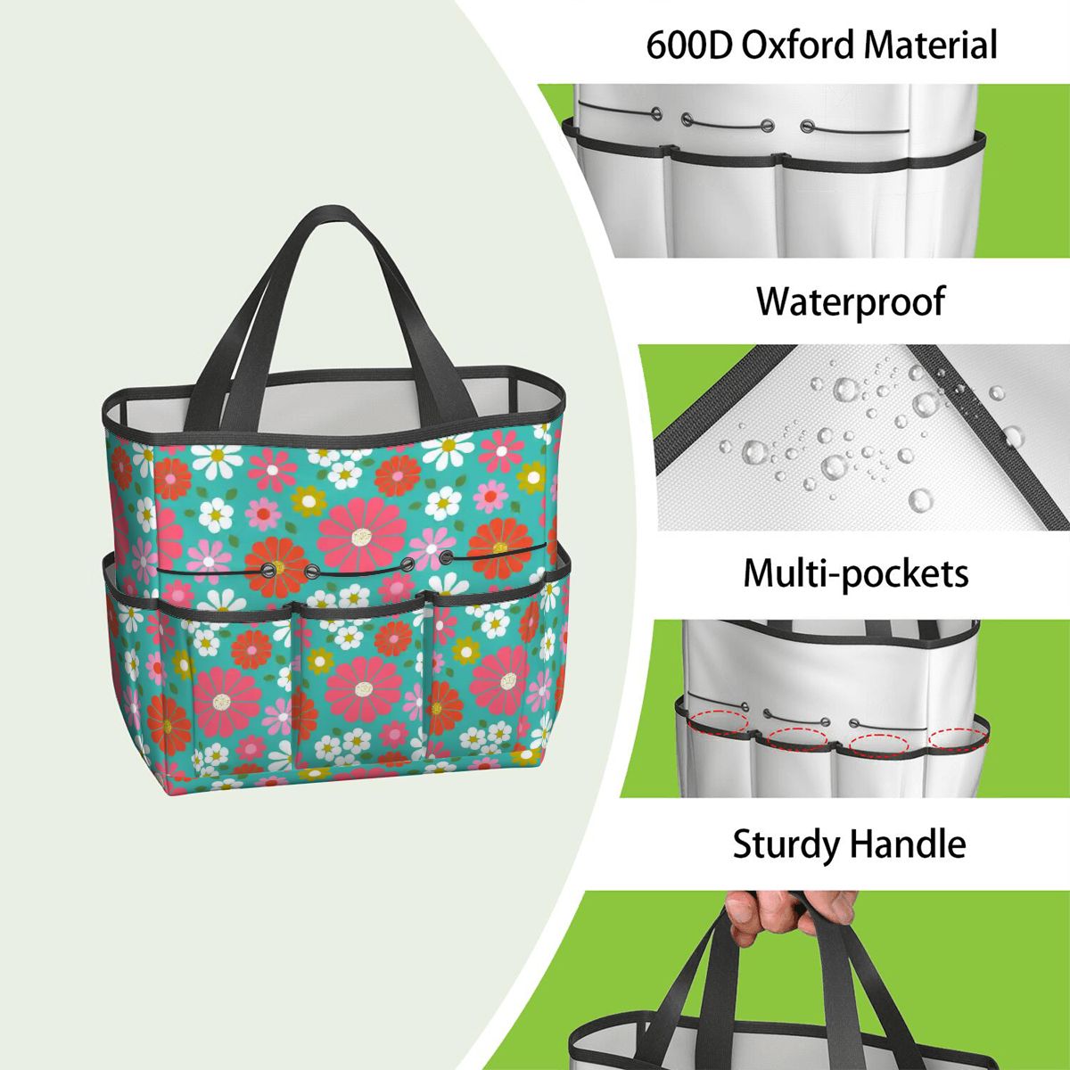 Kate McEnroe New York Retro Floral Garden Tool Tote Bag Gardening Organizer CaddyGarden Tool BagL1qUGpt04H