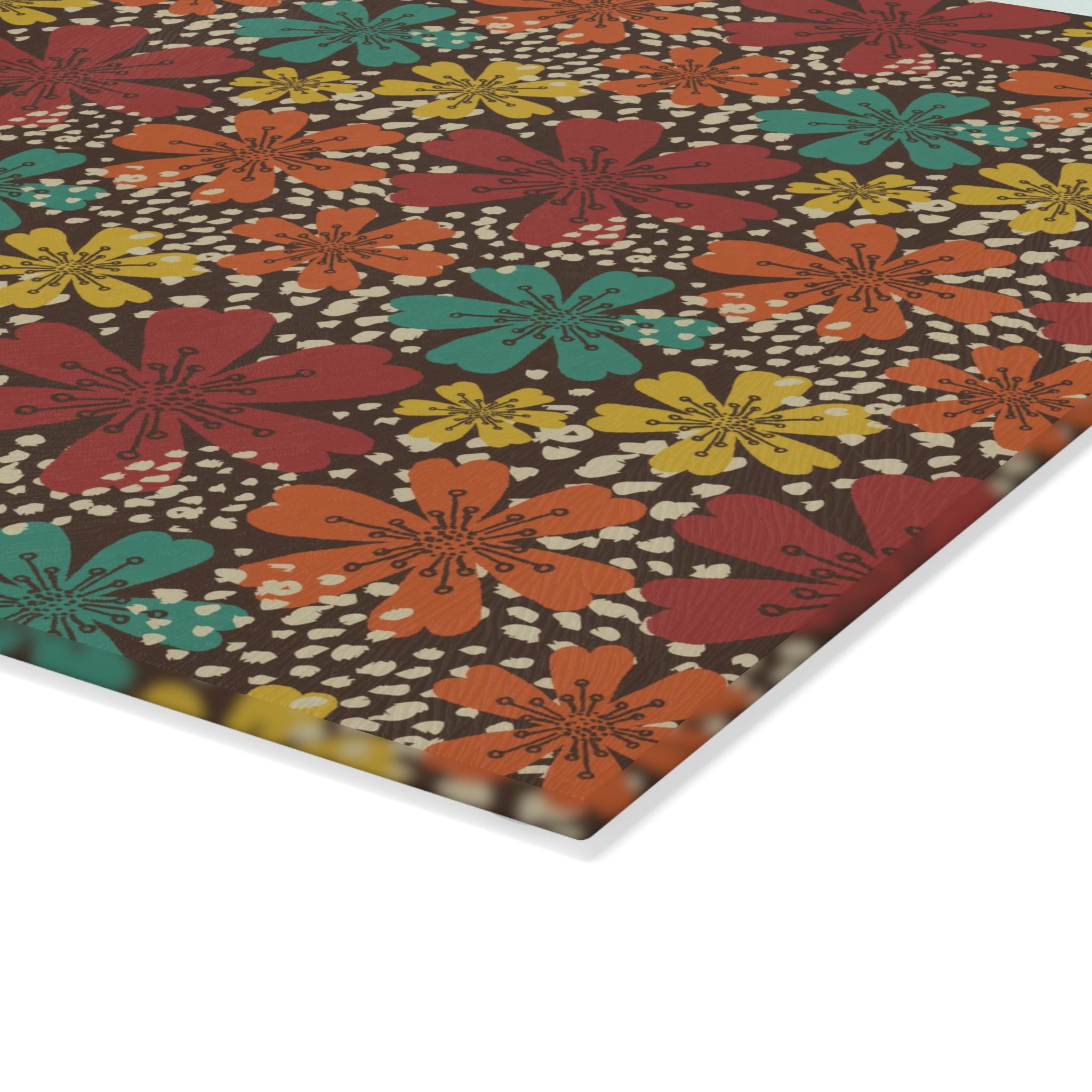 Kate McEnroe New York Retro Floral Glass Cutting Board, Mid Century Modern Kitchen Decor, Vintage Boho KitchenwareCutting Boards18154848544789024515