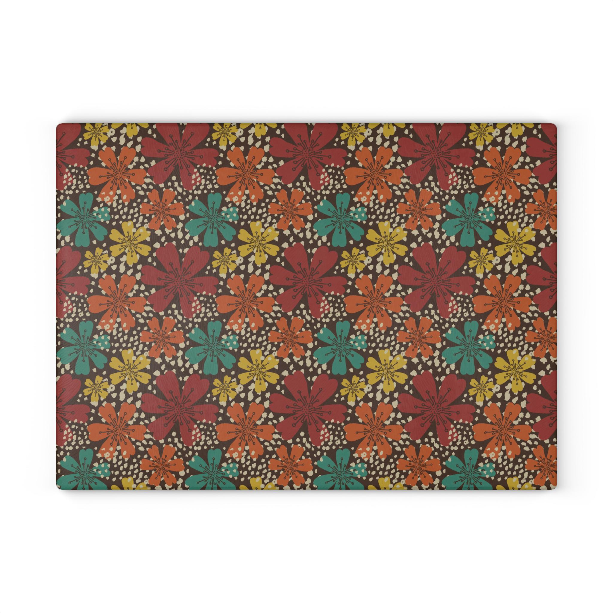 Kate McEnroe New York Retro Floral Glass Cutting Board, Mid Century Modern Kitchen Decor, Vintage Boho KitchenwareCutting Boards18154848544789024515