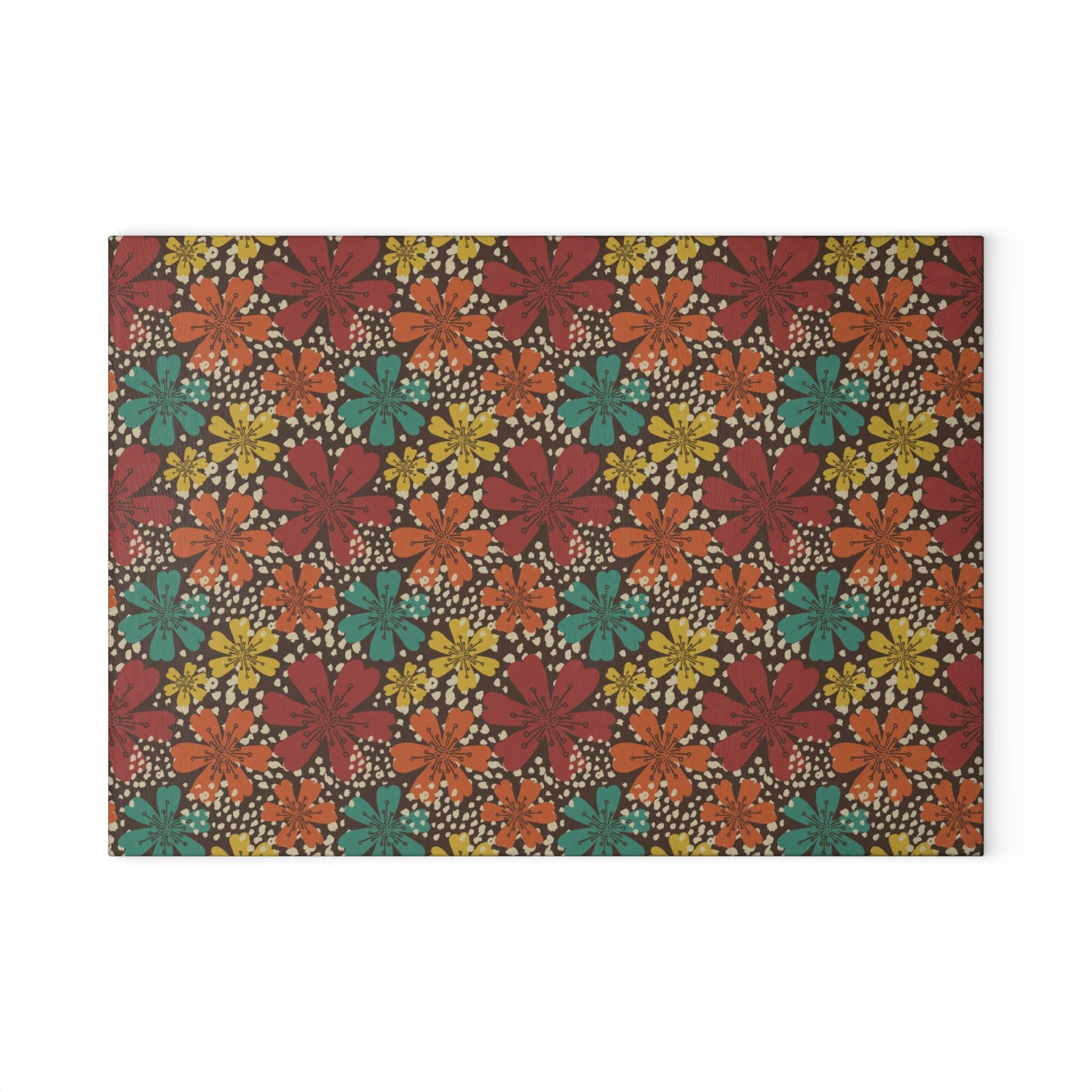 Kate McEnroe New York Retro Floral Glass Cutting Board, Mid Century Modern Kitchen Decor, Vintage Boho KitchenwareCutting Boards18154848544789024515