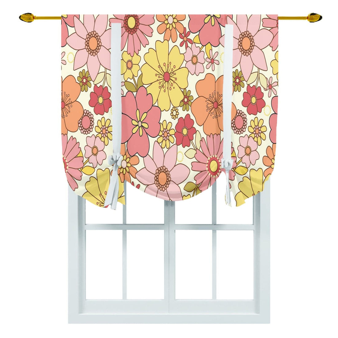 Kate McEnroe New York Retro Floral Mid Century Modern Boho Vintage Tie Up CurtainTie - up Curtains89305