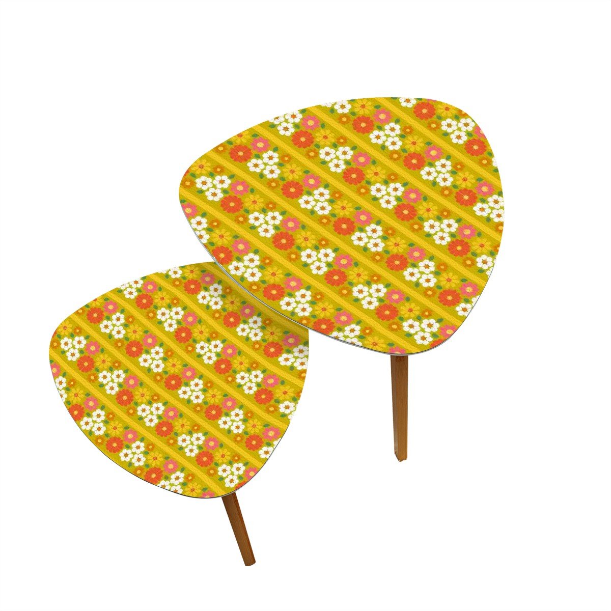 Kate McEnroe New York Retro Floral Nesting Tables, Mid Century Modern 60s Flower Power Accent FurnitureNesting TablesdILXg5OYnk