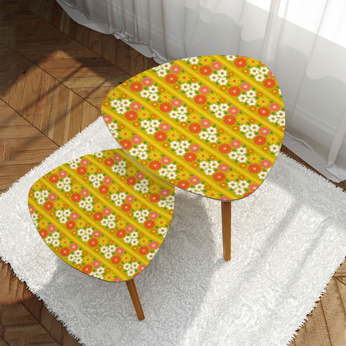 Kate McEnroe New York Retro Floral Nesting Tables, Mid Century Modern 60s Flower Power Accent FurnitureNesting TablesdILXg5OYnk