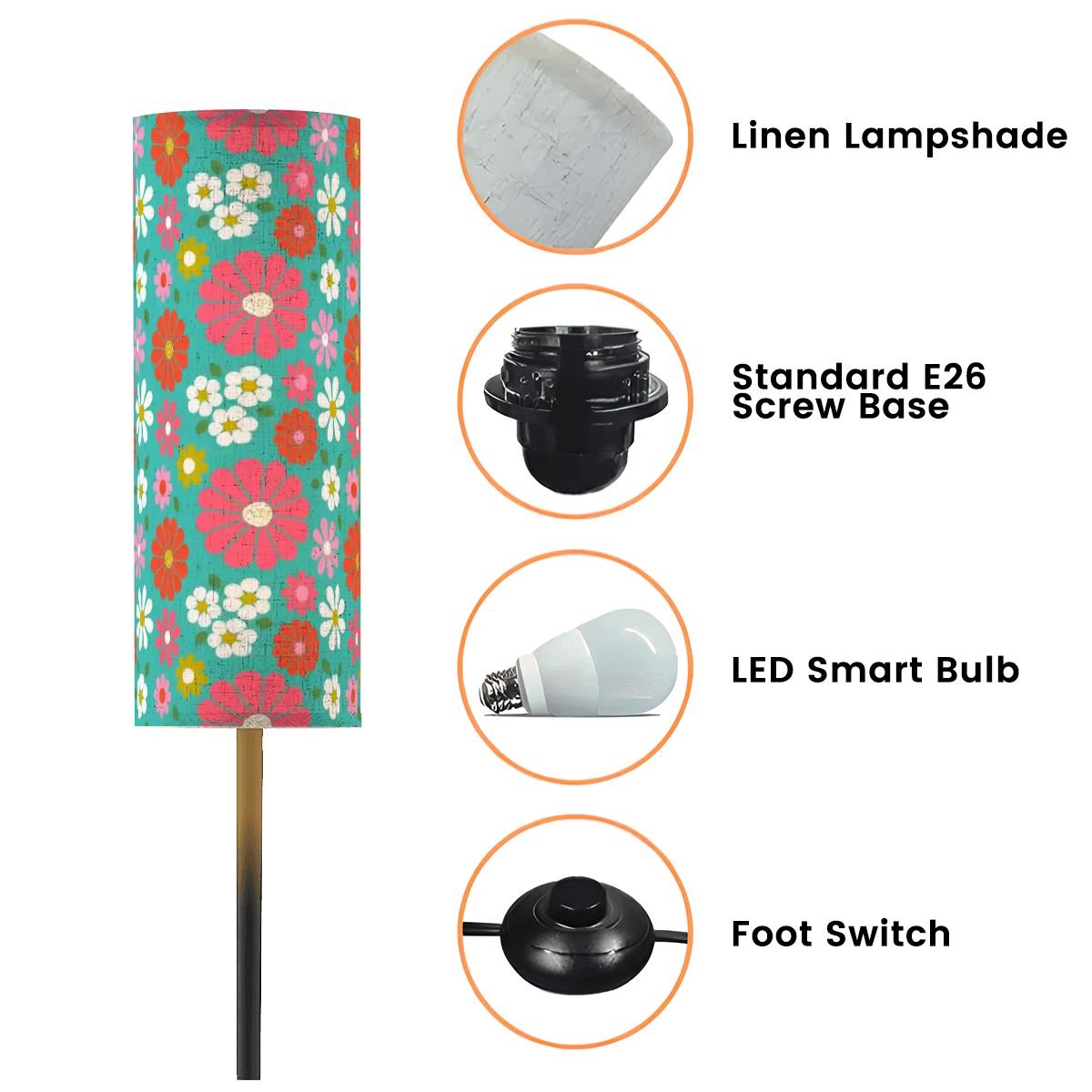 Kate McEnroe New York Retro Floral Tall Floor Lamp, Mid Century Modern Groovy LightingTall Floor Lampswo0TwDKBjj