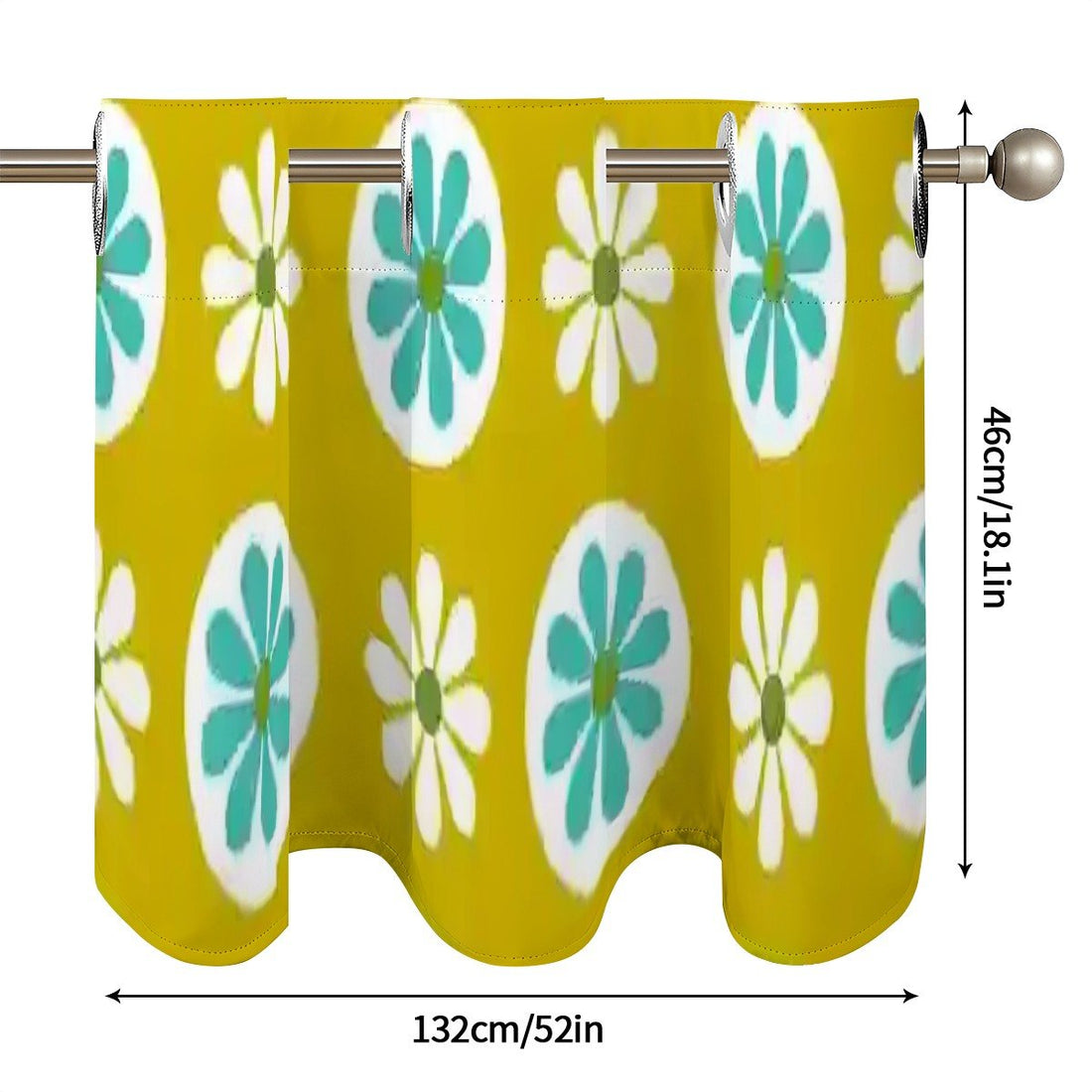 Kate McEnroe New York Retro Floral Window Valance, Mid Century Mod Daisy Kitchen Curtain, 60s Groovy Grommet Short DrapesValancesDy8aamvSAR