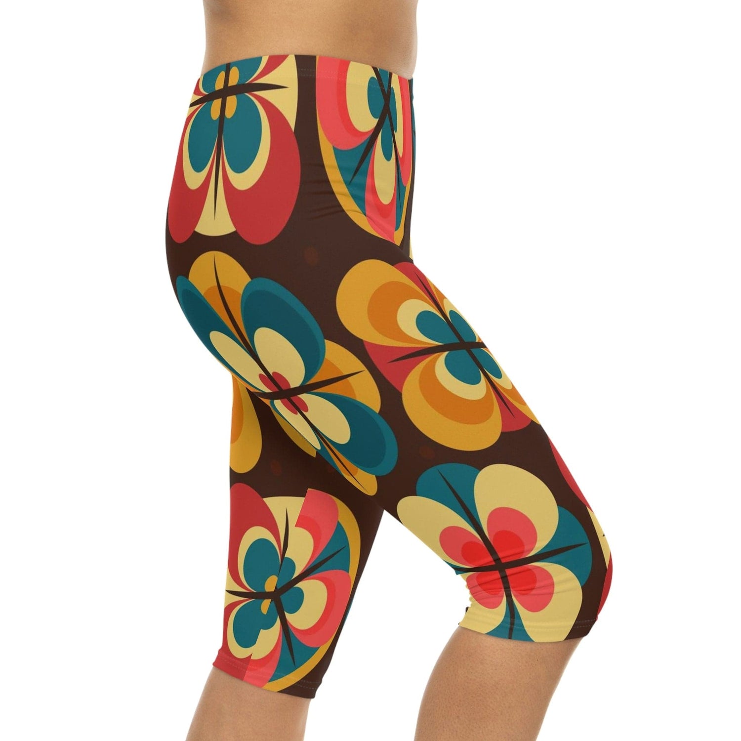 Kate McEnroe New York Retro Flower Power Groovy Hippie 60s, 70s Mid Mod Capri LeggingsLeggings28874908967916715646