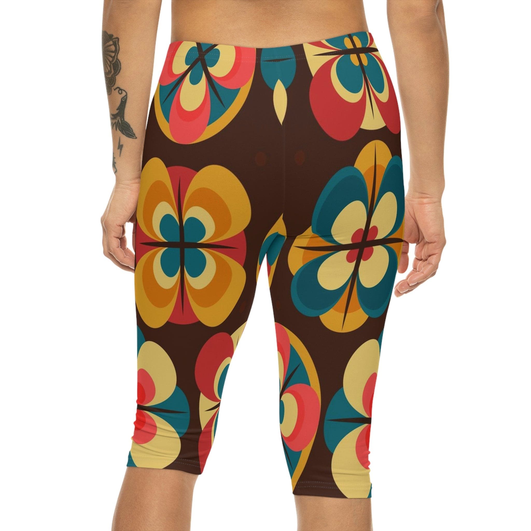 Kate McEnroe New York Retro Flower Power Groovy Hippie 60s, 70s Mid Mod Capri LeggingsLeggings28874908967916715646