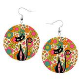 Kate McEnroe New York Retro Flower Power MCM Atomic Cat Dangle Round EarringsEarringsXyKezyZIDp