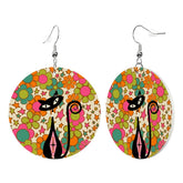 Kate McEnroe New York Retro Flower Power MCM Atomic Cat Dangle Round EarringsEarringsXyKezyZIDp