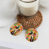 Kate McEnroe New York Retro Flower Power MCM Atomic Cat Dangle Round EarringsEarringsXyKezyZIDp