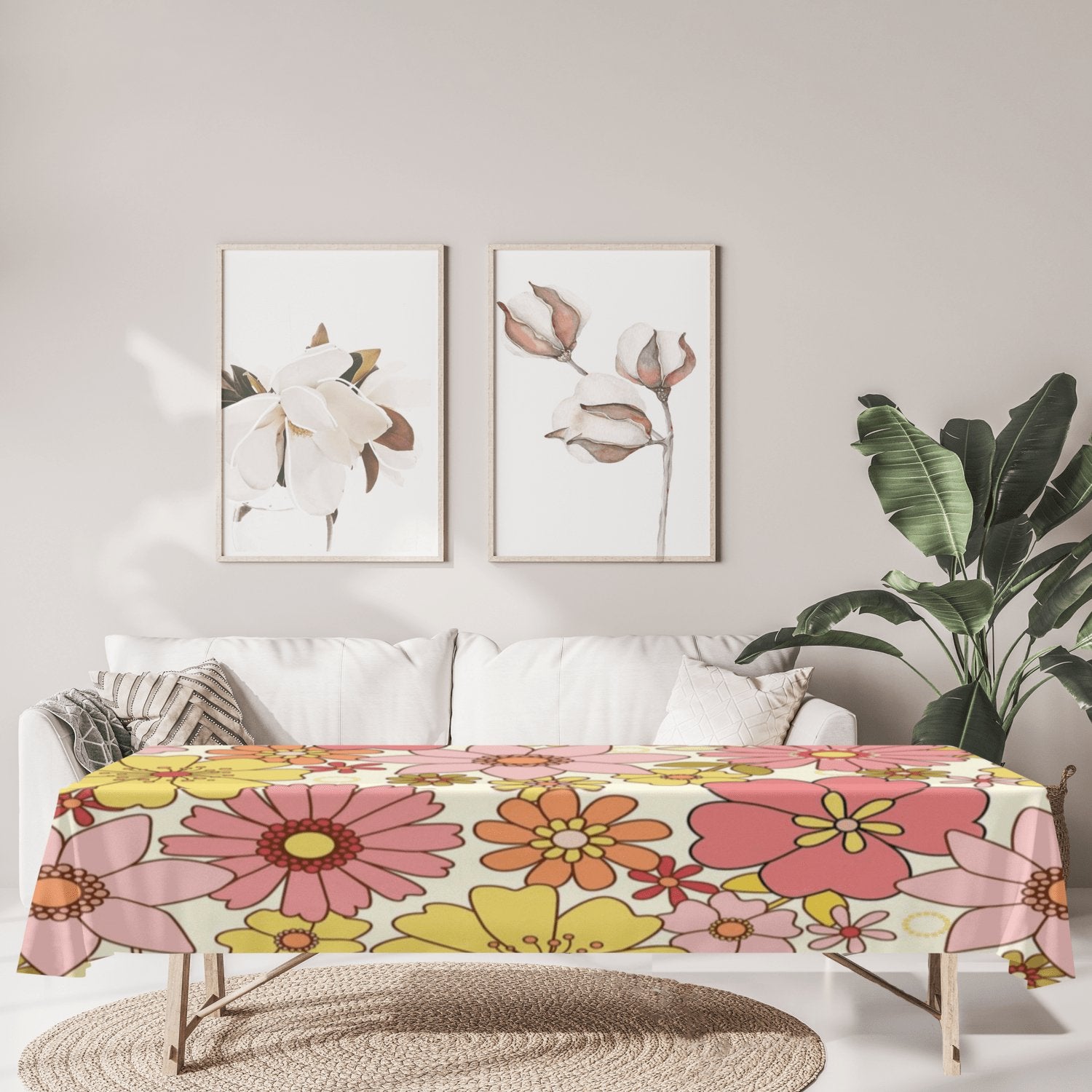 Kate McEnroe New York Retro Flower Power Mid Century Modern TableclothTablecloths95046