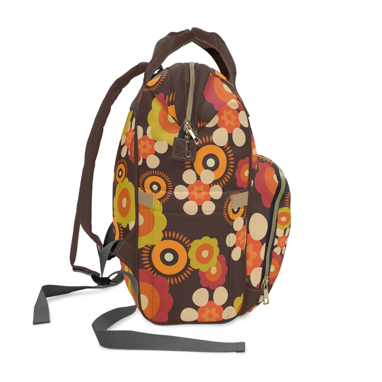 Kate McEnroe New York Retro Funky Groovy Hippie Boho Floral Multifunctional Backpack, Diaper Bag, Weekender Bag, Carry-on Luggage Bag, Multipurpose Backpack Diaper Bags 25833989005466094590