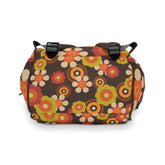 Kate McEnroe New York Retro Funky Groovy Hippie Boho Floral Multifunctional Backpack, Diaper Bag, Weekender Bag, Carry - on Luggage Bag, Multipurpose BackpackDiaper Bags25833989005466094590