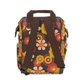 Kate McEnroe New York Retro Funky Groovy Hippie Boho Floral Multifunctional Backpack, Diaper Bag, Weekender Bag, Carry - on Luggage Bag, Multipurpose BackpackDiaper Bags25833989005466094590