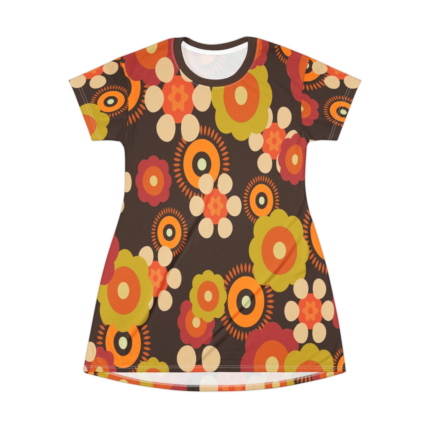 Retro Funky Groovy Hippie Boho Floral T-Shirt Dress, Mid Century Moder Kate McEnroe New York Retro Funky Groovy Hippie Boho Floral T-Shirt Dress, Mid Century Moder Kate McEnroe New York