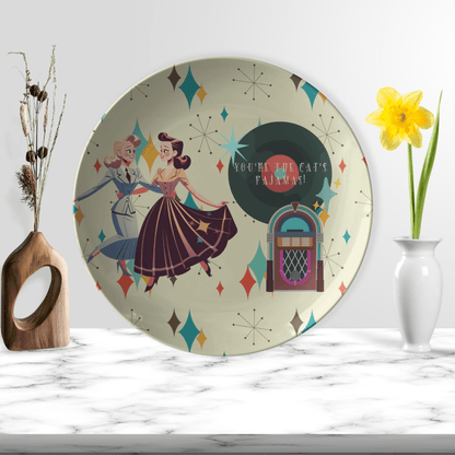 Kate McEnroe New York Retro Gals Dance Dinner Plate, Lesbian Vintage Dish, Mid Century Modern Love Dining Decor Plates