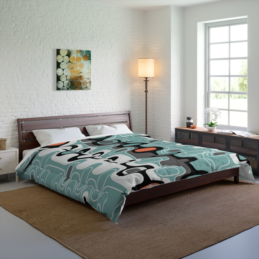 Kate McEnroe New York Retro Geometric Abstract Mid Century Modern Comforter Comforters 104&quot; × 88&quot; 18770635388039353903