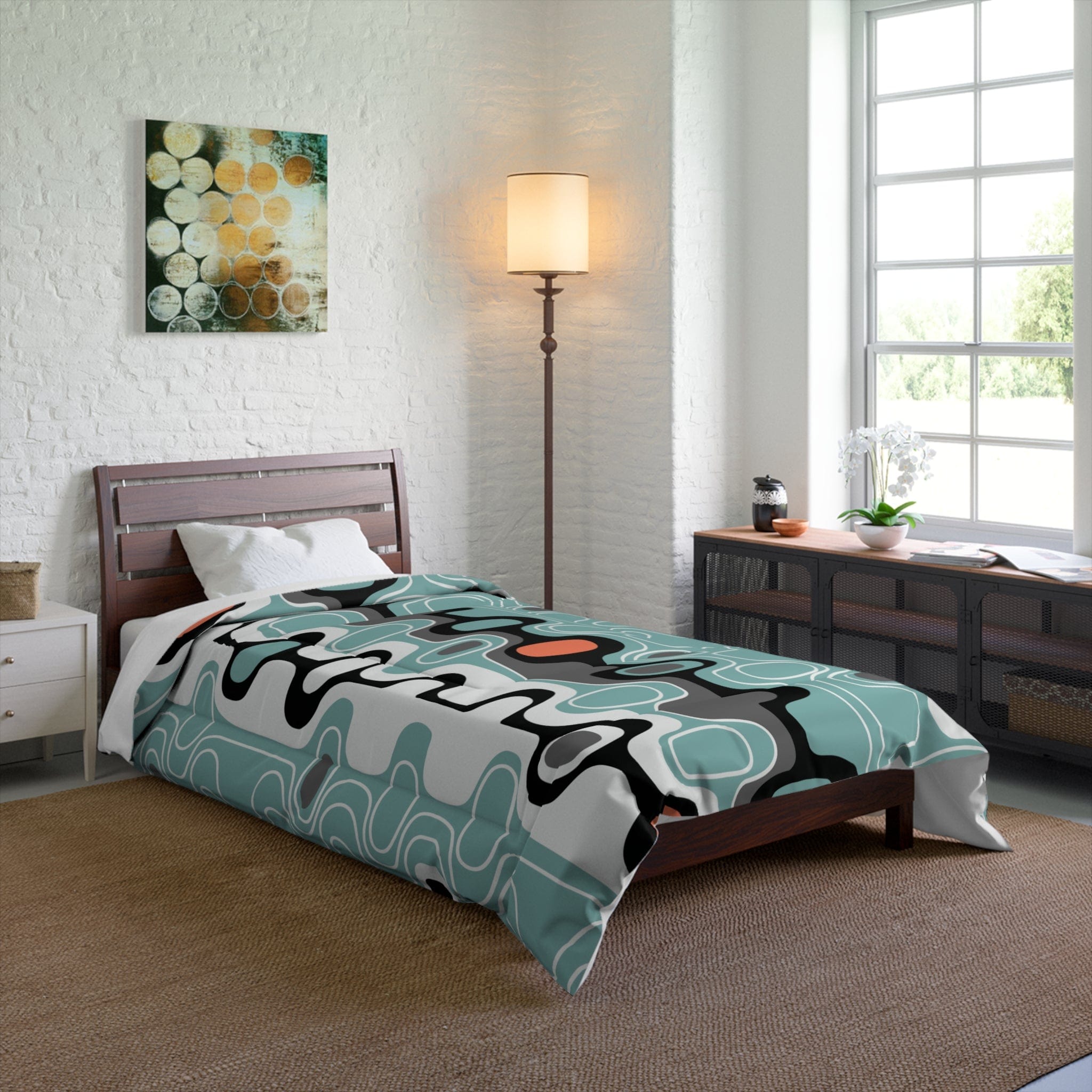 Kate McEnroe New York Retro Geometric Abstract Mid Century Modern ComforterComforters12936389295080394701