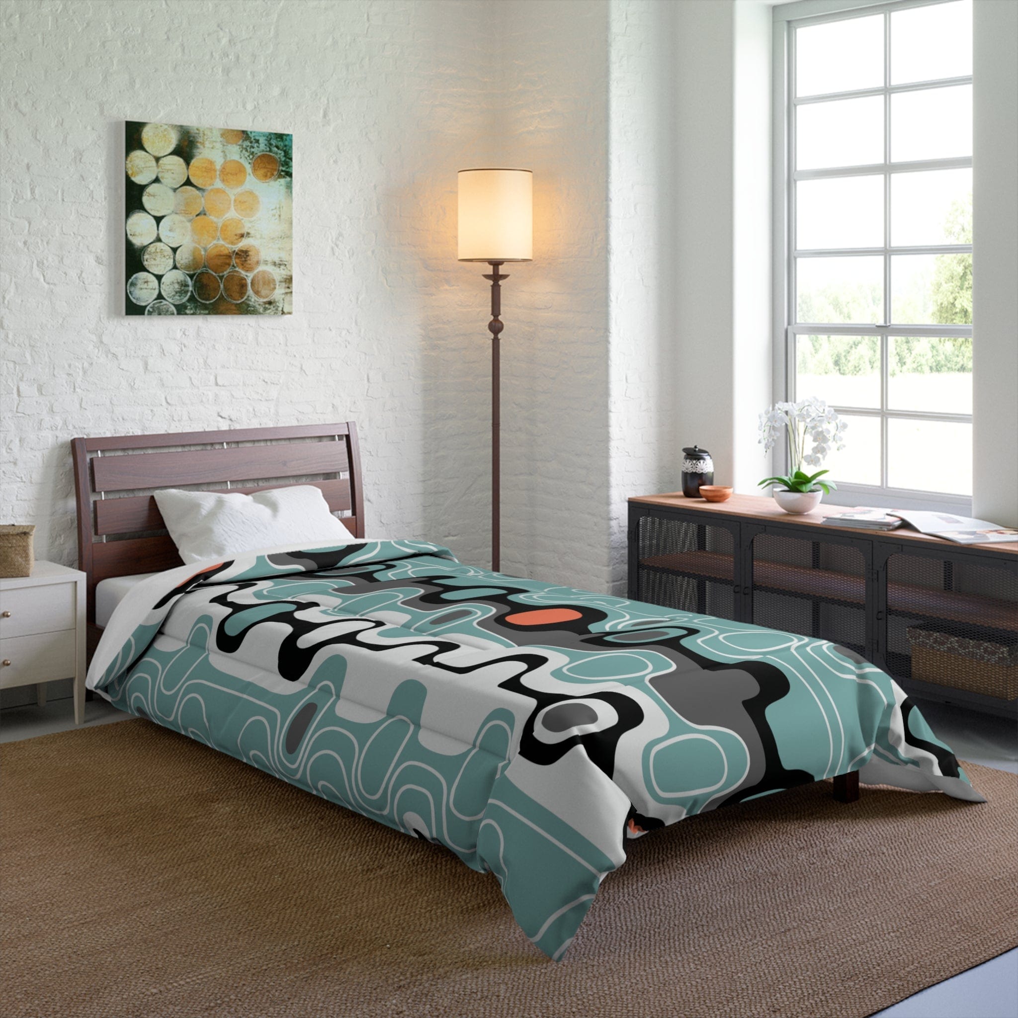 Kate McEnroe New York Retro Geometric Abstract Mid Century Modern ComforterComforters14846314848510989265