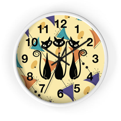 Kate McEnroe New York Retro Geometric Atomic Kitschy Cat Wall Clock, Mid Century Modern Wall DecorWall Clocks29879558296122402761