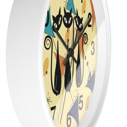 Kate McEnroe New York Retro Geometric Atomic Kitschy Cat Wall Clock, Mid Century Modern Wall DecorWall Clocks29879558296122402761