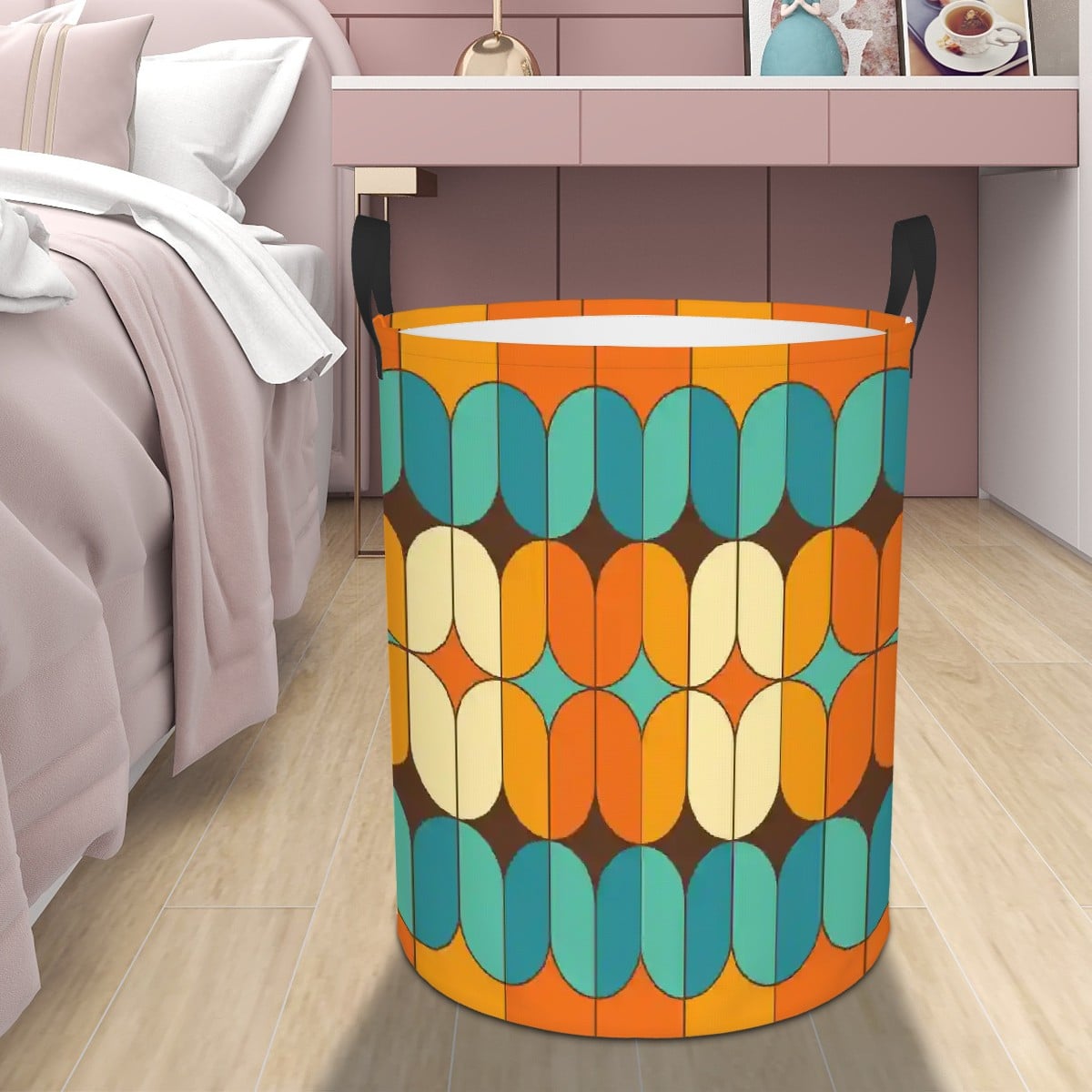Kate McEnroe New York Retro Geometric Mid Century Modern Laundry BasketLaundry BasketsA1NzgQUZHN