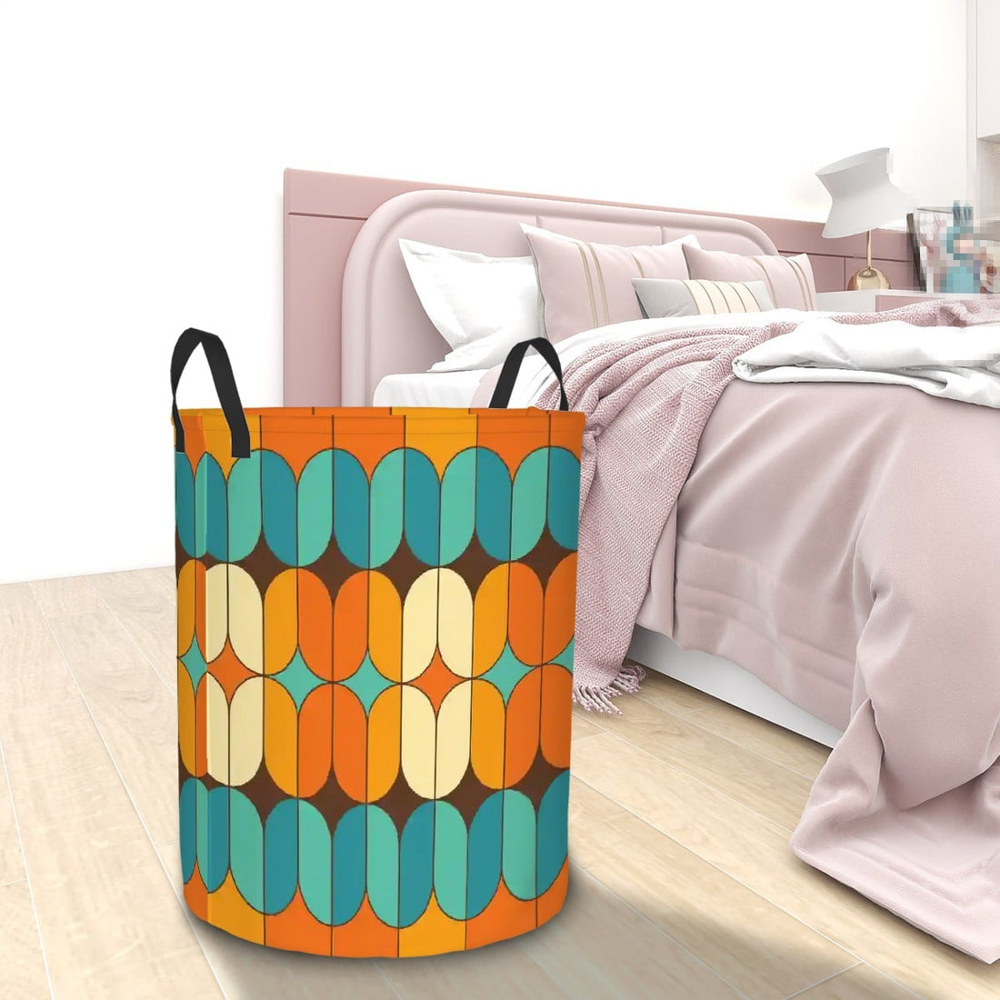 Kate McEnroe New York Retro Geometric Mid Century Modern Laundry BasketLaundry BasketsA1NzgQUZHN