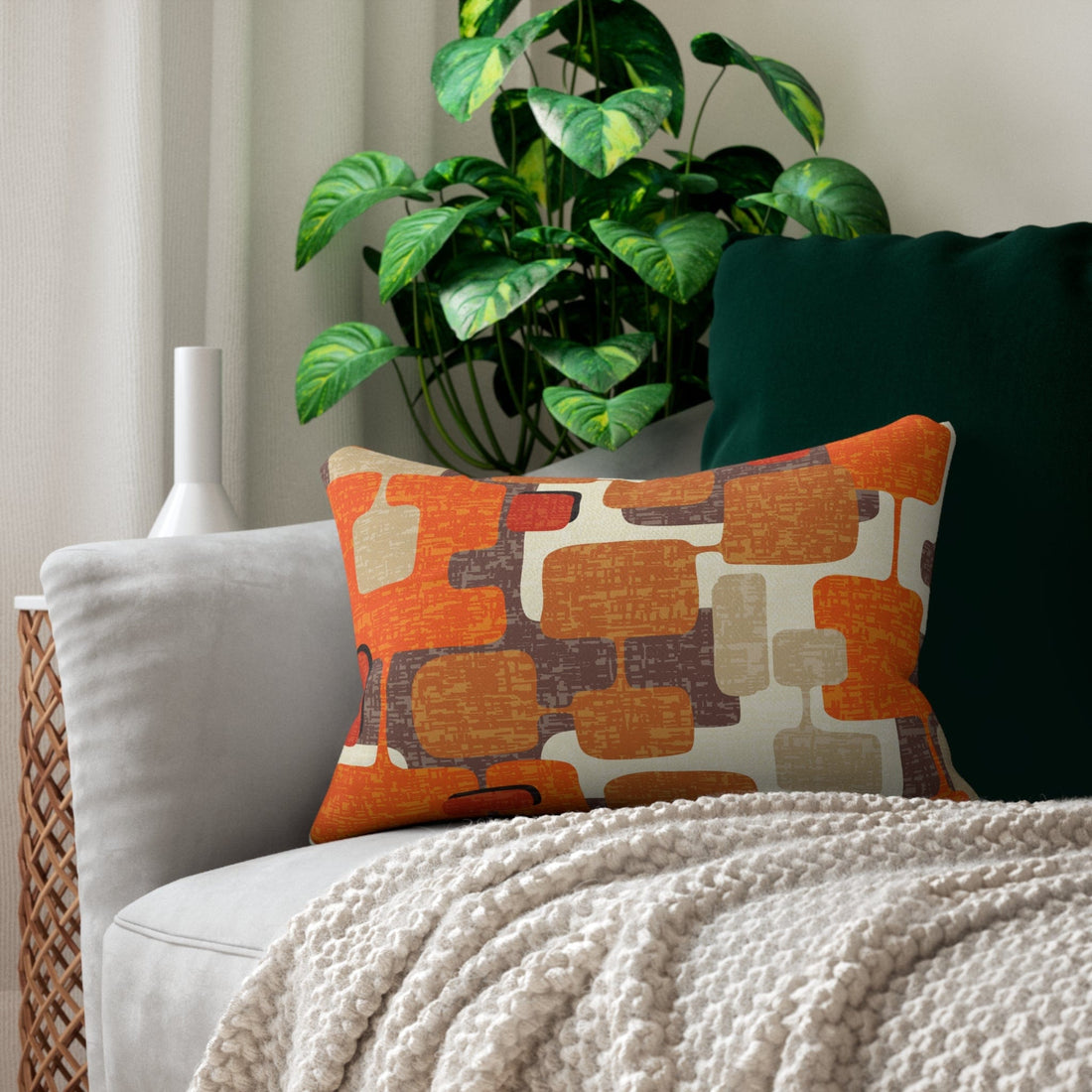 Printify Retro Geometric Mid Century Modern Lumbar Pillow, Mid Mod Vintage Atomic Age Decor Home Decor 20&quot; × 14&quot; 87044508494276293798