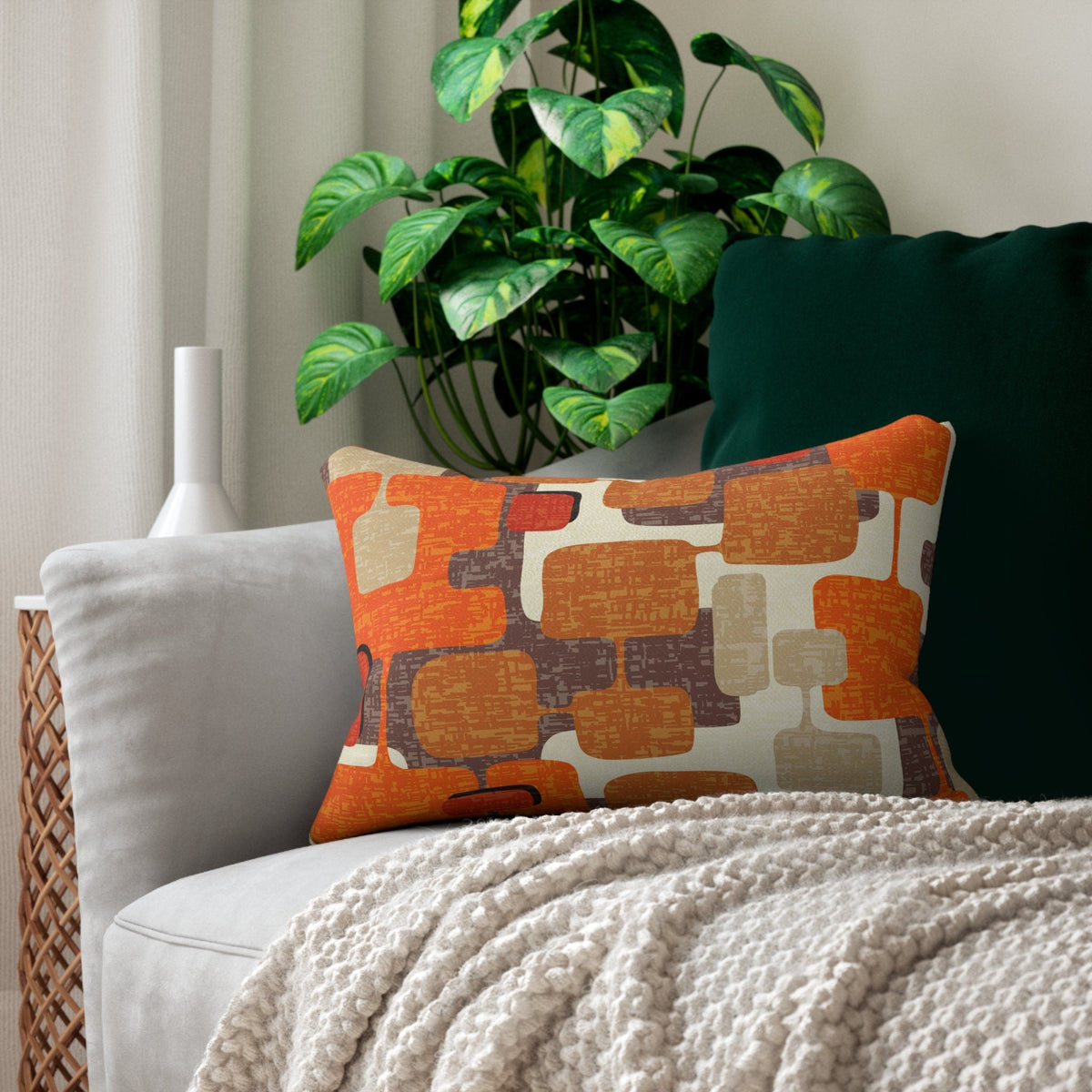 Kate McEnroe New York Retro Geometric Mid Century Modern Lumbar Pillow, Mid Mod Vintage Atomic Age DecorLumbar Pillows10632798716343581686