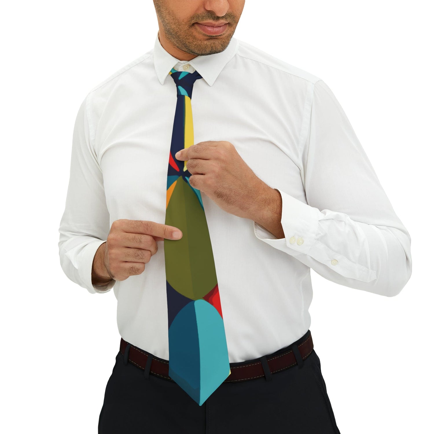 Printify Retro Geometric Mid Century Modern Necktie Accessories One Size 12060168984839580138