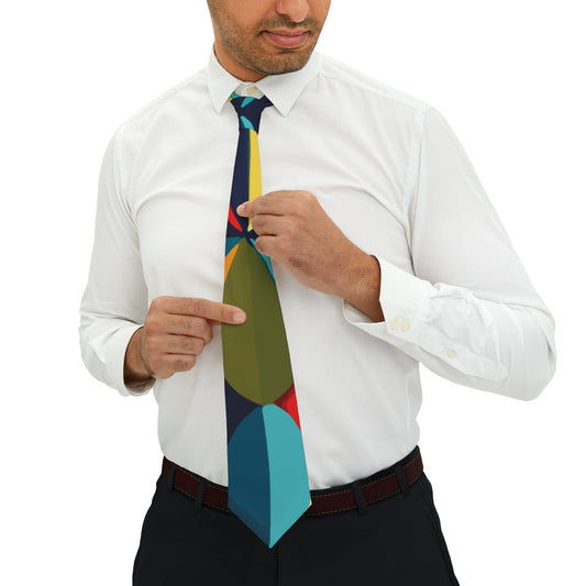 Printify Retro Geometric Mid Century Modern Necktie Accessories One Size 12060168984839580138