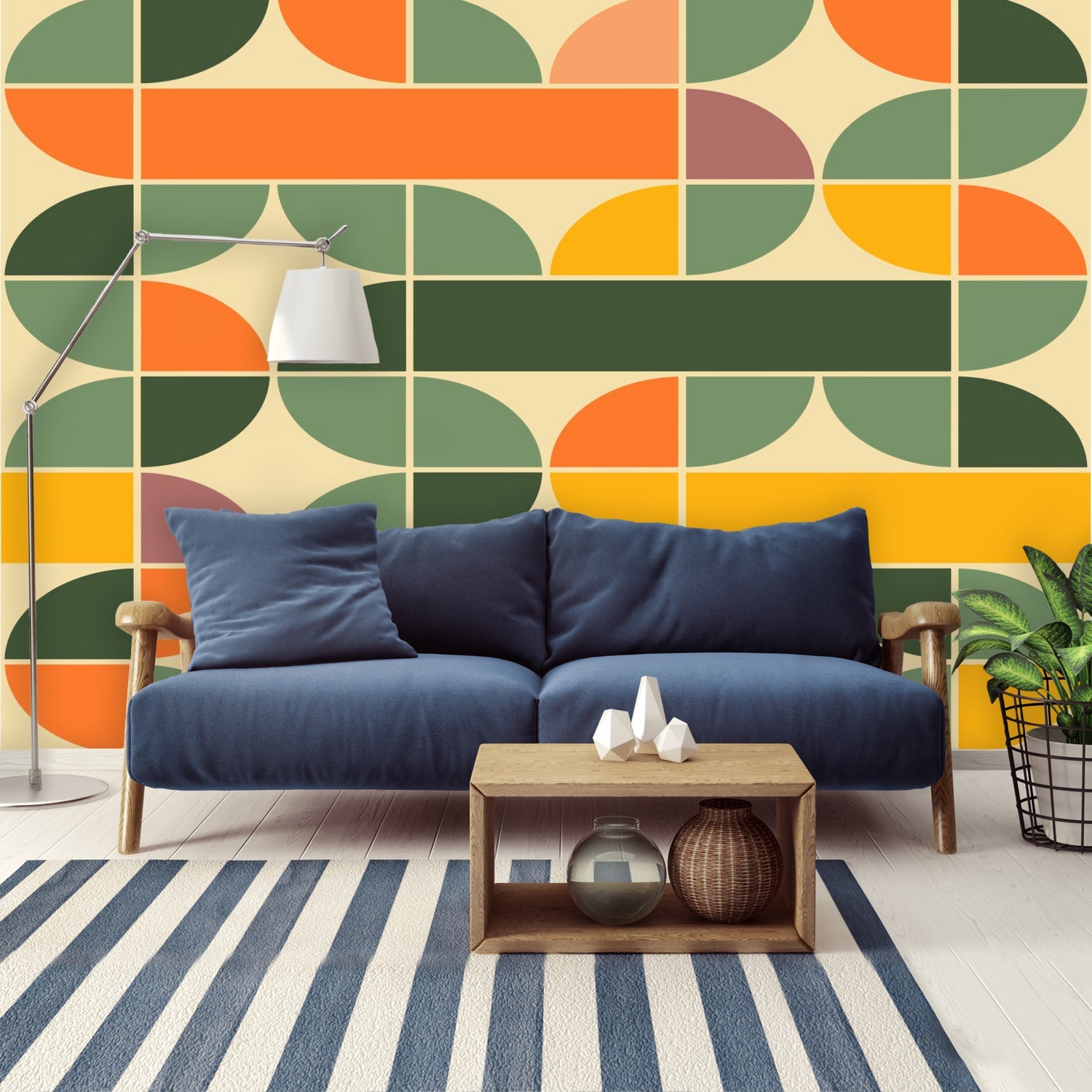 Kate McEnroe New York Retro Geometric Mid Century Modern Peel and Stick Wall MuralWall Mural127723