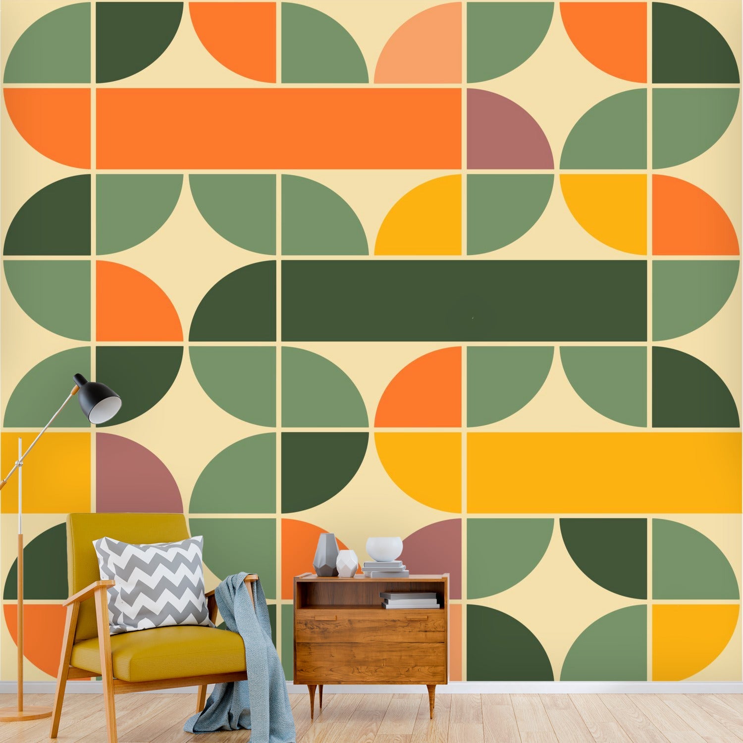 Kate McEnroe New York Retro Geometric Mid Century Modern Peel and Stick Wall MuralWall Mural127724