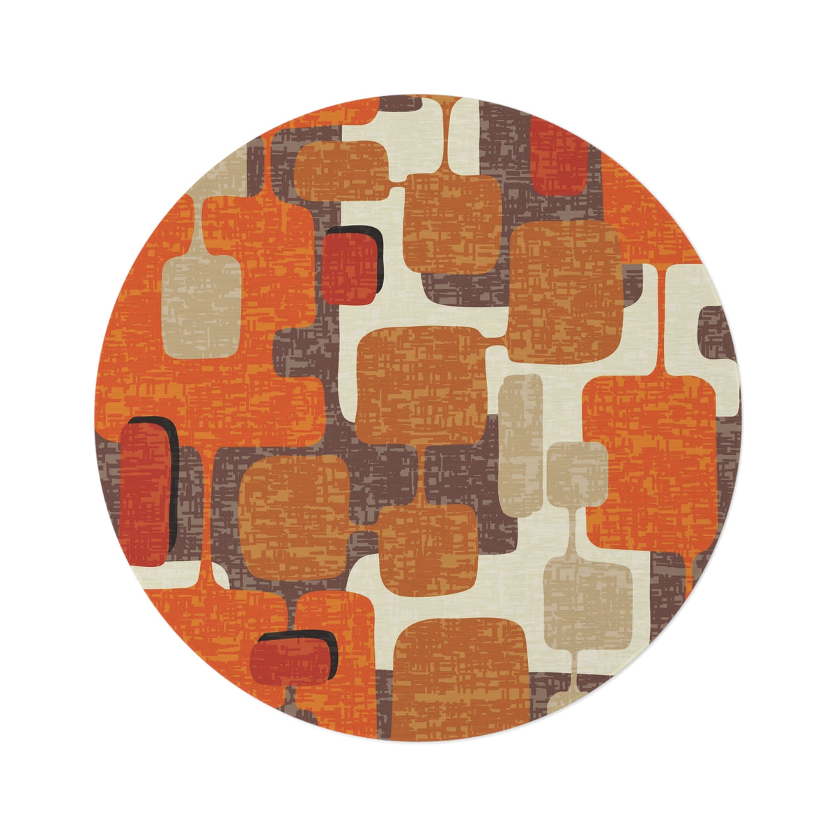 Retro Round Rug Retro Geometric Mid Century Modern Round Rug, Vintage Atomic Era Accen ...