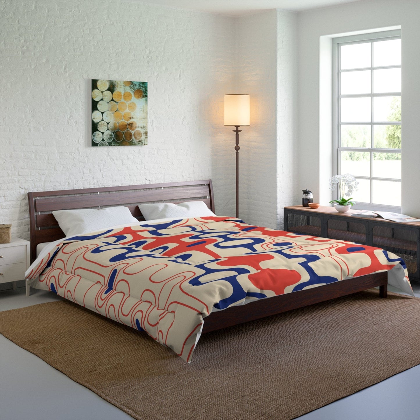 Kate McEnroe New York Retro Geometric Mid Mod Comforter Comforters 104" × 88" 46025880596819026813