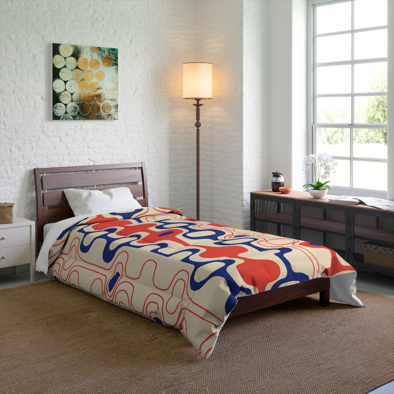 Kate McEnroe New York Retro Geometric Mid Mod Comforter Comforters 68&quot; × 88&quot; 25130963508910690998