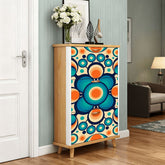 Kate McEnroe New York Retro Geometric Orb Shoe Cabinet, Mid Century Modern Entryway Storage, Bold Blue Orange MCM OrganizerShoe StorageThCf4L9e5q