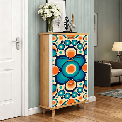 Kate McEnroe New York Retro Geometric Orb Shoe Cabinet, Mid Century Modern Entryway Storage, Bold Blue Orange MCM OrganizerShoe StorageThCf4L9e5q