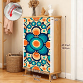Kate McEnroe New York Retro Geometric Orb Shoe Cabinet, Mid Century Modern Entryway Storage, Bold Blue Orange MCM OrganizerShoe StorageThCf4L9e5q