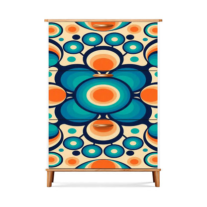 Kate McEnroe New York Retro Geometric Orb Shoe Cabinet, Mid Century Modern Entryway Storage, Bold Blue Orange MCM OrganizerShoe StorageThCf4L9e5q