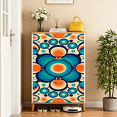 Kate McEnroe New York Retro Geometric Orb Shoe Cabinet, Mid Century Modern Entryway Storage, Bold Blue Orange MCM OrganizerShoe StorageThCf4L9e5q