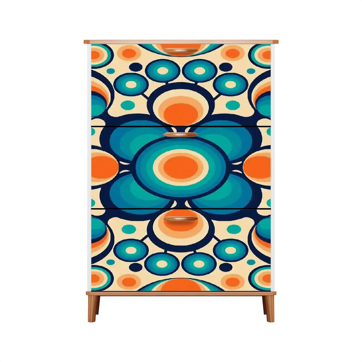 Kate McEnroe New York Retro Geometric Orb Shoe Cabinet, Mid Century Modern Entryway Storage, Bold Blue Orange MCM OrganizerShoe StorageThCf4L9e5q