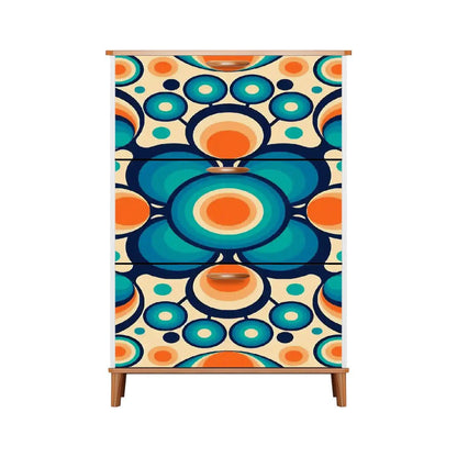 Kate McEnroe New York Retro Geometric Orb Shoe Cabinet, Mid Century Modern Entryway Storage, Bold Blue Orange MCM OrganizerShoe StorageThCf4L9e5q