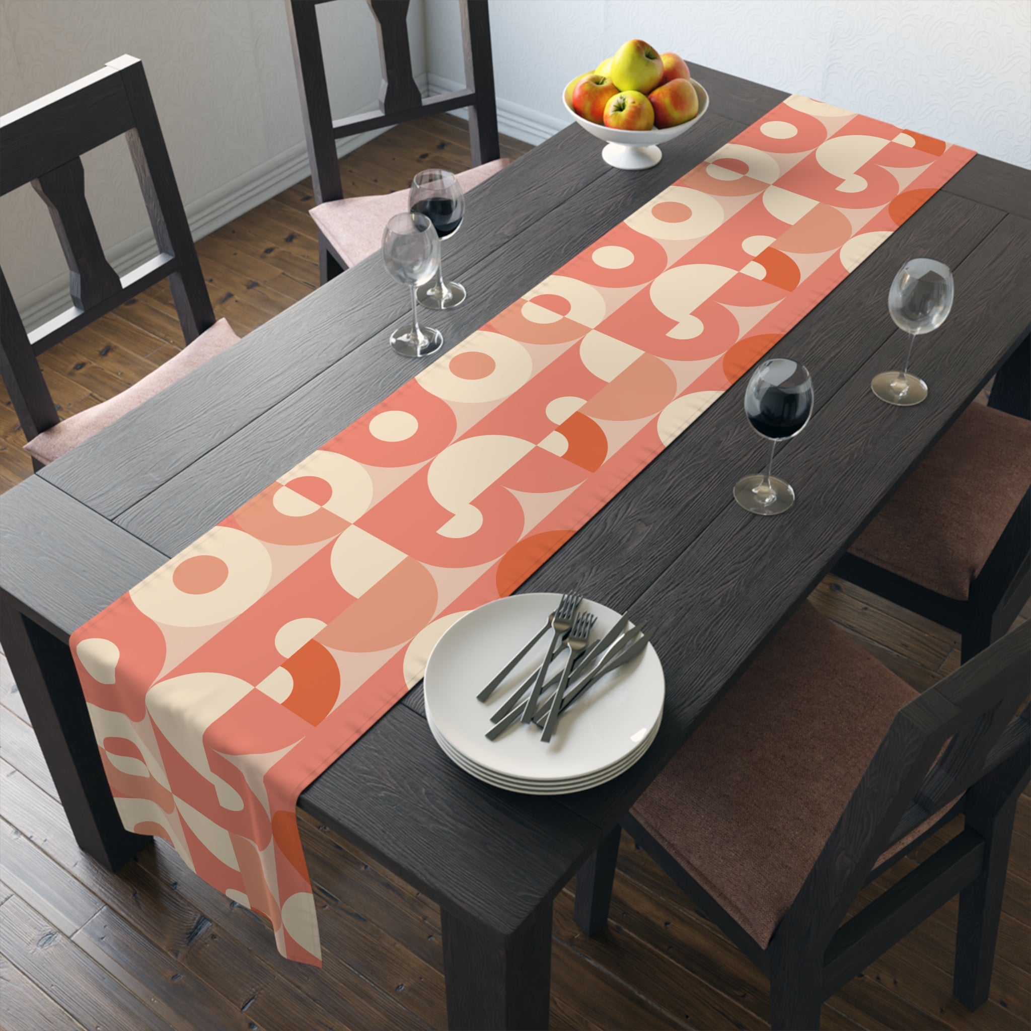 Kate McEnroe New York Retro Geometric Orb Table Runner, Mid Century Modern Dining AccentTable Runners26558755908261425799