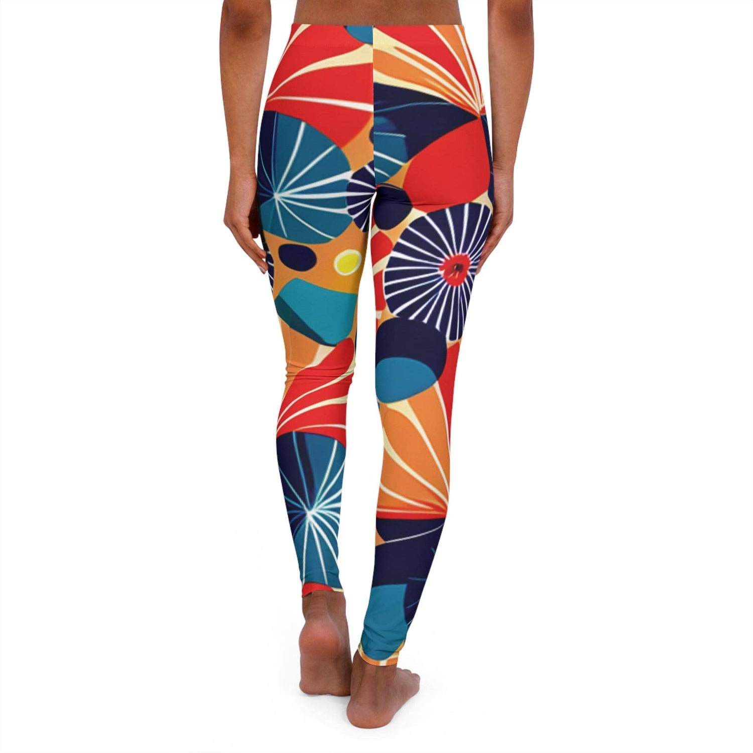 Kate McEnroe New York Retro Geometric Pattern Leggings - Stretchy Skinny Fit with Bold Mid - Century ColorsLeggings25067179675775556342