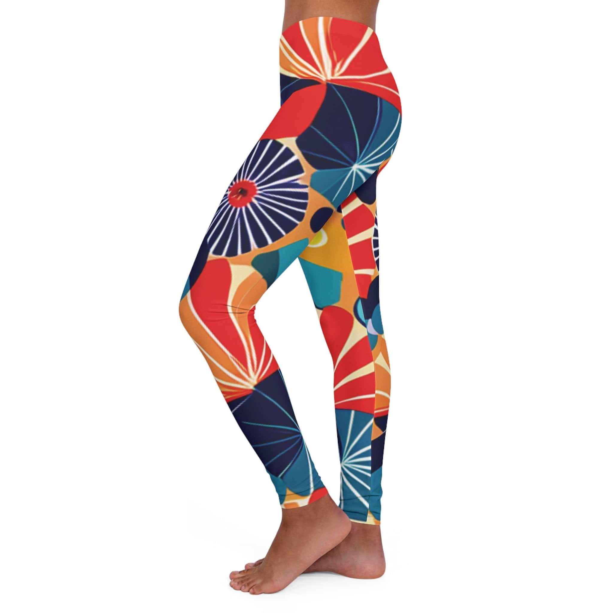 Kate McEnroe New York Retro Geometric Pattern Leggings - Stretchy Skinny Fit with Bold Mid - Century ColorsLeggings25067179675775556342