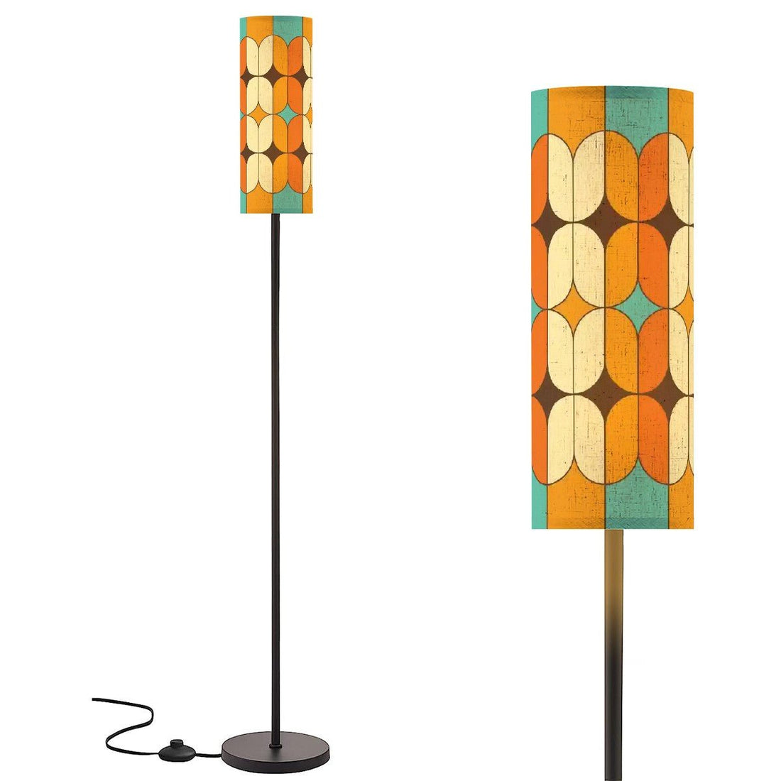Kate McEnroe New York Retro Geometric Tall Floor Lamp, Mid Century Modern Orange Teal Mod LightingFloor Lamps7UcLRkrXId