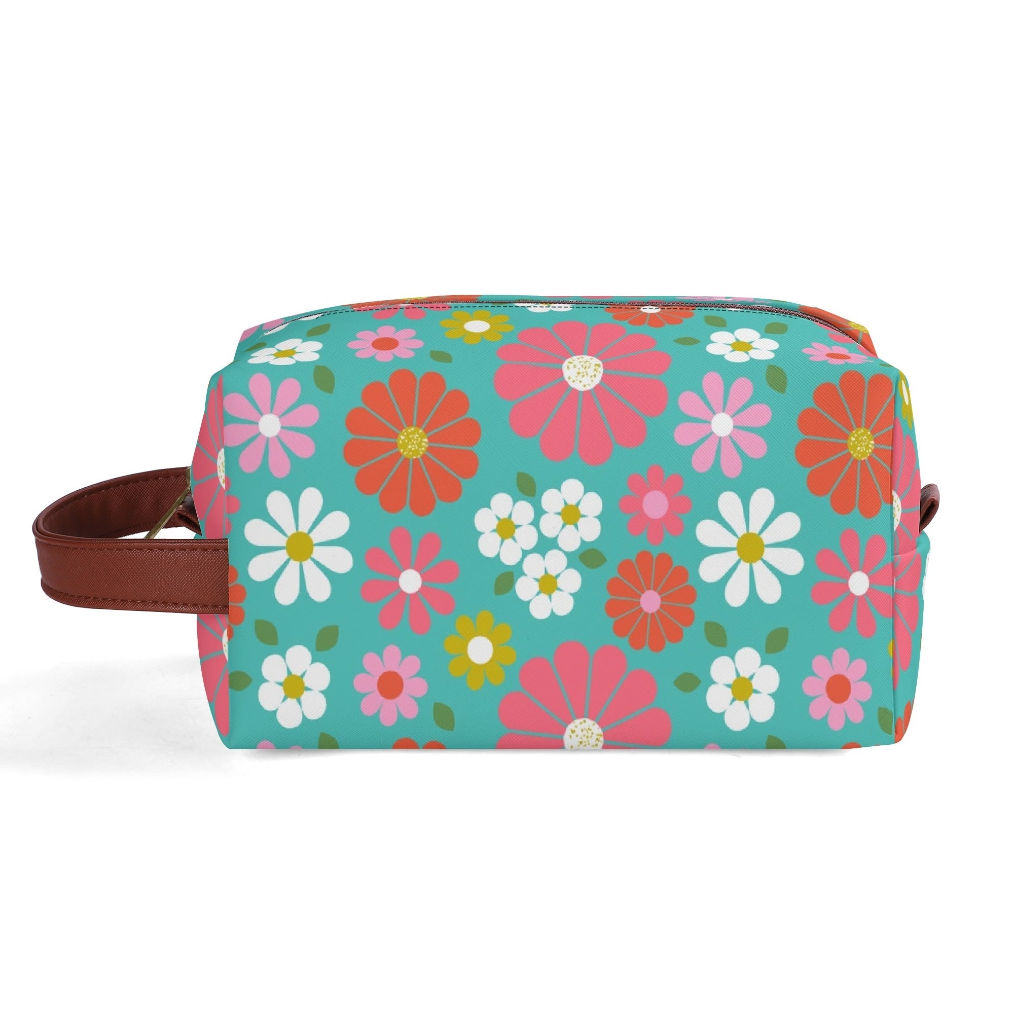 Kate McEnroe New York Retro Groovy 60s Floral Cosmetic Bag, MCM Daisy Toiletry Bag, Vintage Flower Power Travel CaseCosmetic &amp; Toiletry BagsN2M4MEKN - 1